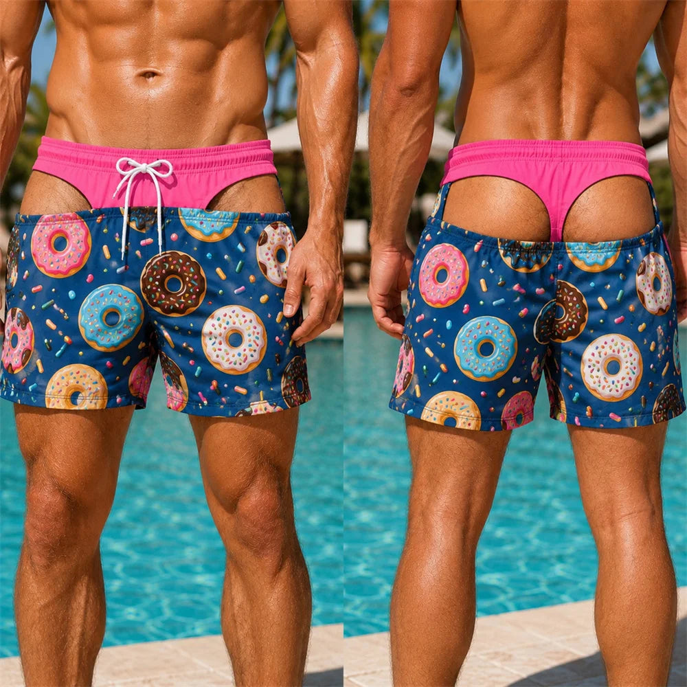 BLOOMIN’ CHEEKY BOARDIES
Floral Hawaiian Swim Shorts with a cheeky twist.